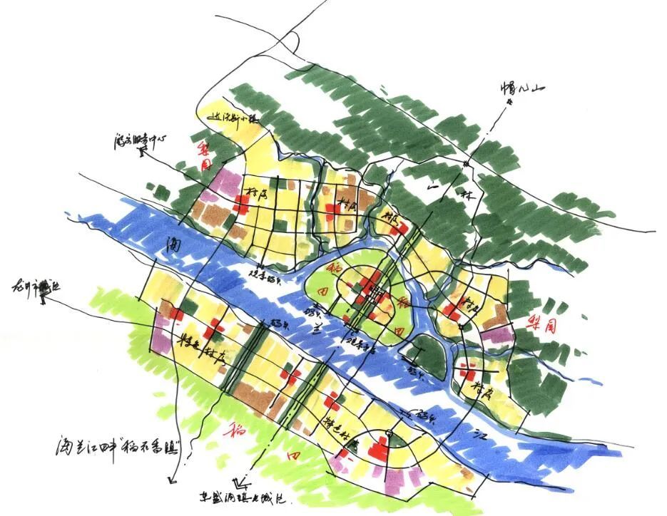 图三 龙井乡村旅游小镇规划图以海蓝江畔和山林田园,重构龙井市的城市